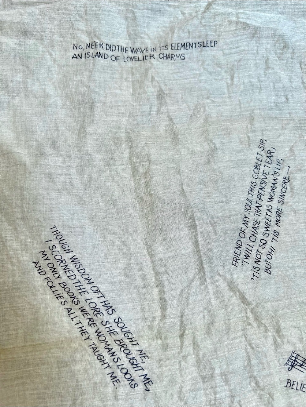 RARE Bermuda Propical Vintage Beige Cotton Scarf with Brown Printed Illustration - Picture 6 of 9
